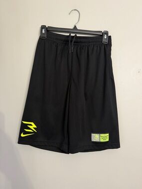 Nike Black Boys Youth Dri Fit Shorts Neon Yellow Accent Size Large